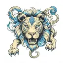 lion with blue eyes tattoo design idea