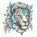 lion with blue eyes tattoo design idea