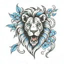 lion with blue eyes tattoo design idea