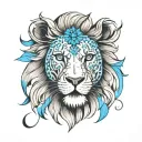 lion with blue eyes tattoo design idea