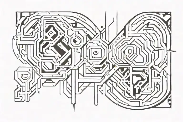 cyber sigilism tattoo design idea