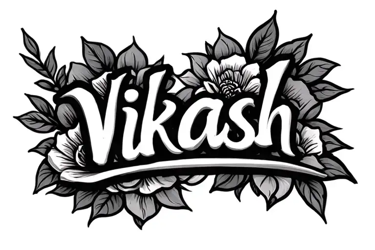 Vikash Name Written marker like lines tattoo design idea