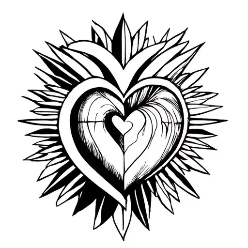 mix of ohm and christ heart tattoo design idea