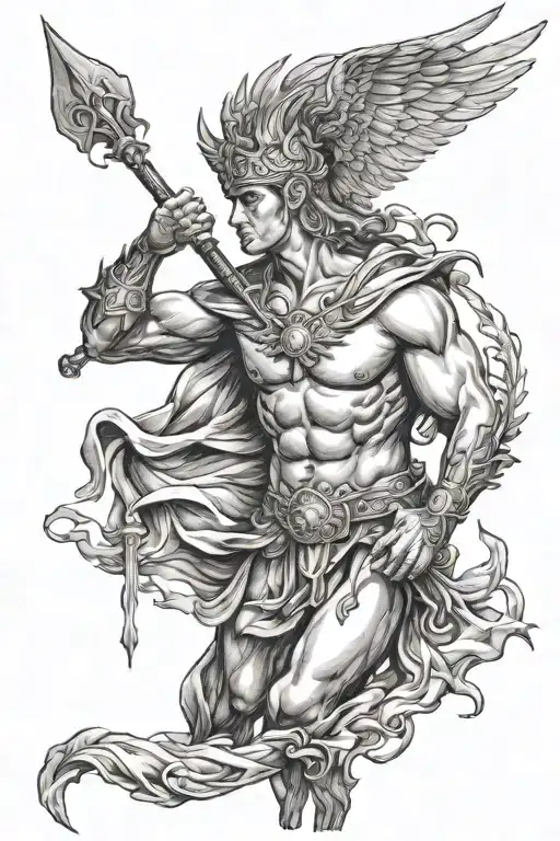 eros Dionysos ares god tattoo design idea
