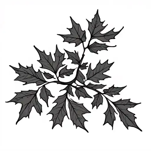 canadian hemlock branch and maple leaves branch entwined together tattoo design idea