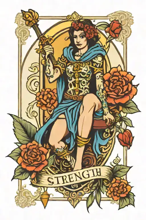 strength tarot card tattoo design idea