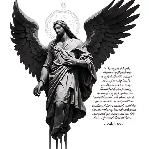 isaiah 6:8 written with arc angel michael tattoo design idea