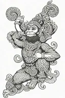 hanuman Thai patterns standing in front downtown los angeles  tattoo design idea