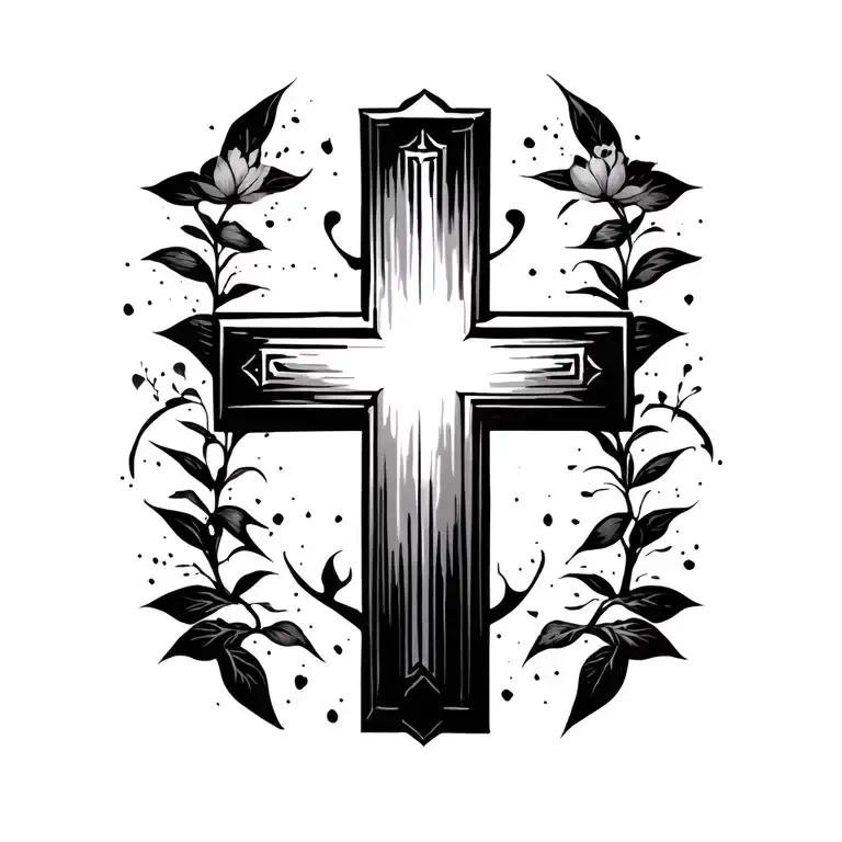 Minimalist cross as a sign of faith in fate, love for life and all living things. A symbol of empathy, warm-hearted natu tattoo design idea