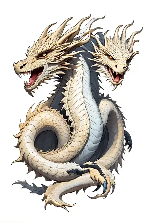 heracles figth  hydra dragon with 3 heads tattoo design idea