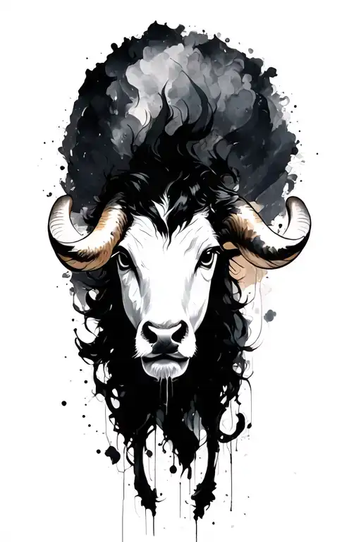Aries japanese brush stroke tattoo design idea