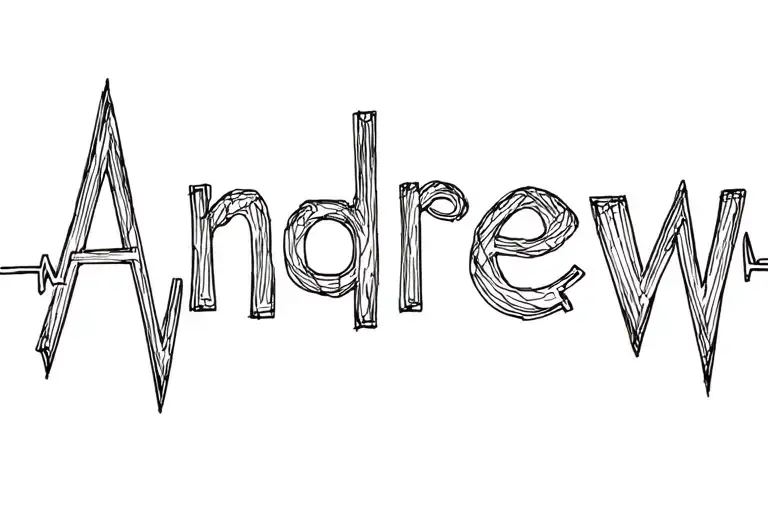 "Andrew" heartbeat line forming tattoo design idea