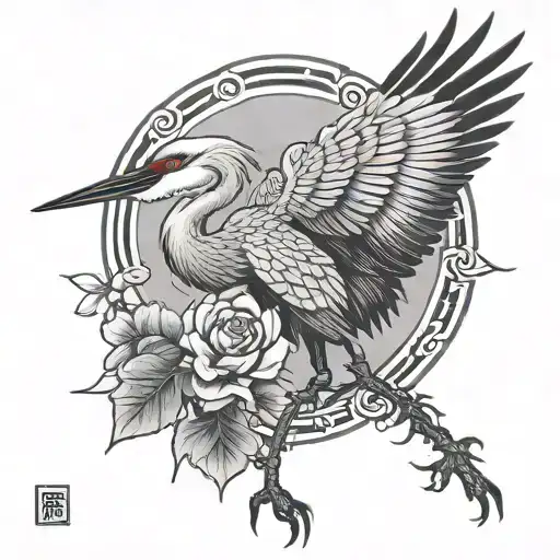 crane Asian tattoo design idea