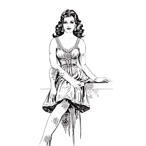 a woman in a dress add legs to her tattoo design idea