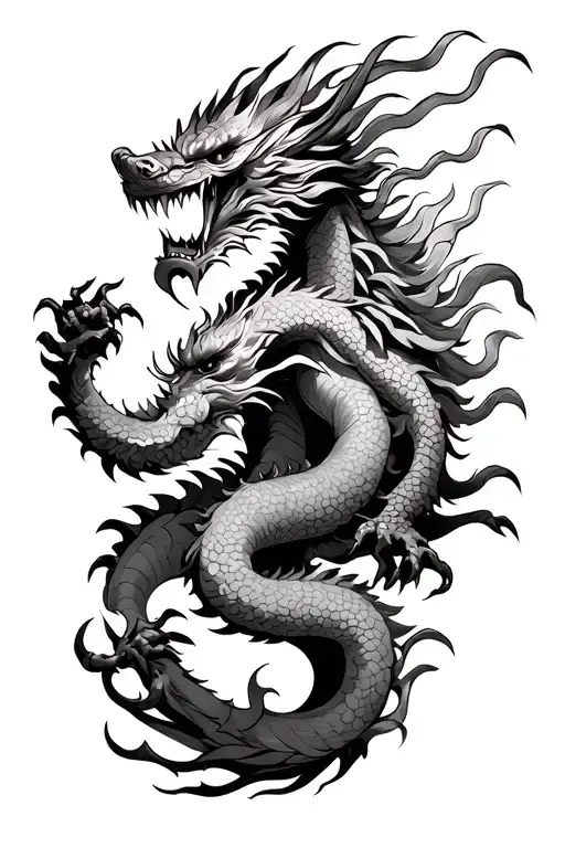 japanese demon with a dragon tattoo design idea