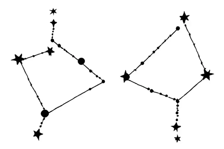 Constellations Leo and Libra, stars with a comet tattoo design idea