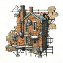 brick wall and scaffold tattoo design idea