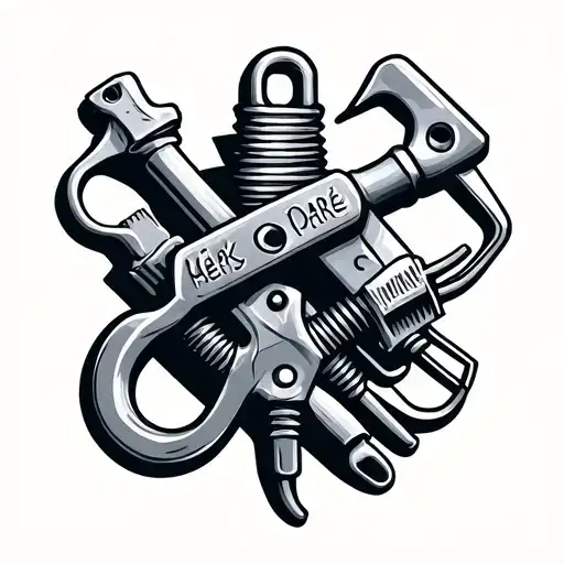 crane hook and electrician tools tattoo design idea