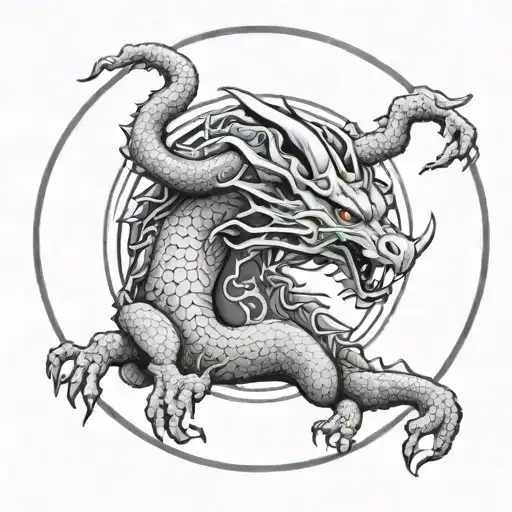 circle taurus dragon tattoo design idea