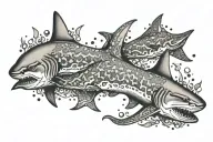 Pisces with sharks tattoo design idea