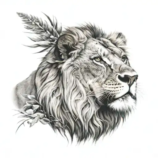 full body of a lion tattoo design idea