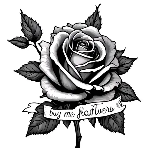 roses with the words "buy me flowers" underneath There tattoo design idea