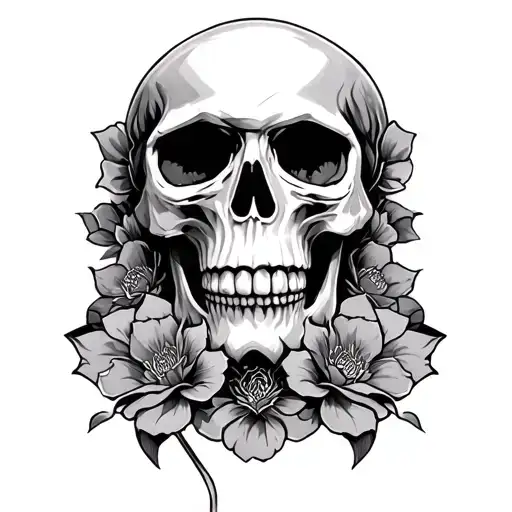 Korean skull tattoo design idea