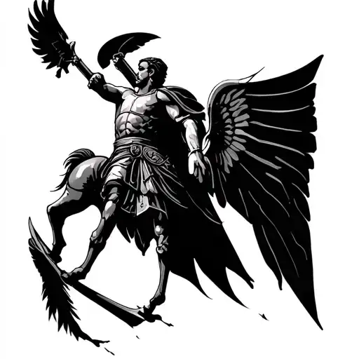 Roman Centurion on ribs basic shadow silhouette made tattoo design idea