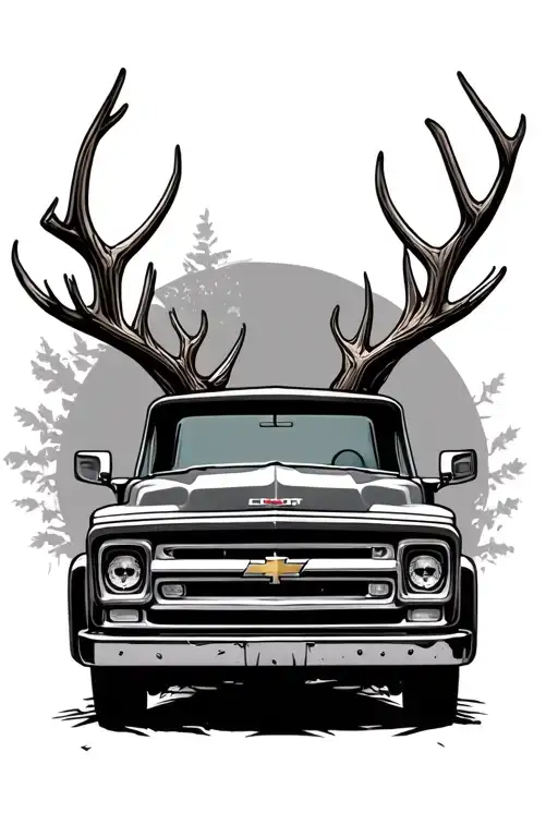 chevy pickup ,hunting,skulls,alcohol,redneck tattoo design idea