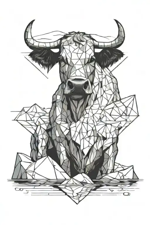 melting iceberg with a cow sitting on it looking sad. tattoo design idea