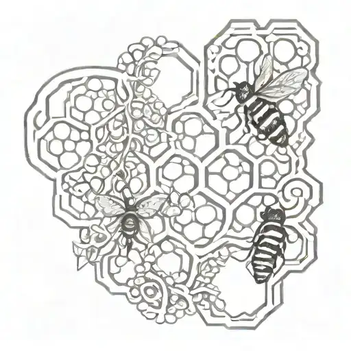 honeycomb and vine intertwined tattoo design idea