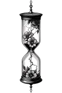 Hourglass cracked with flowers tattoo design idea