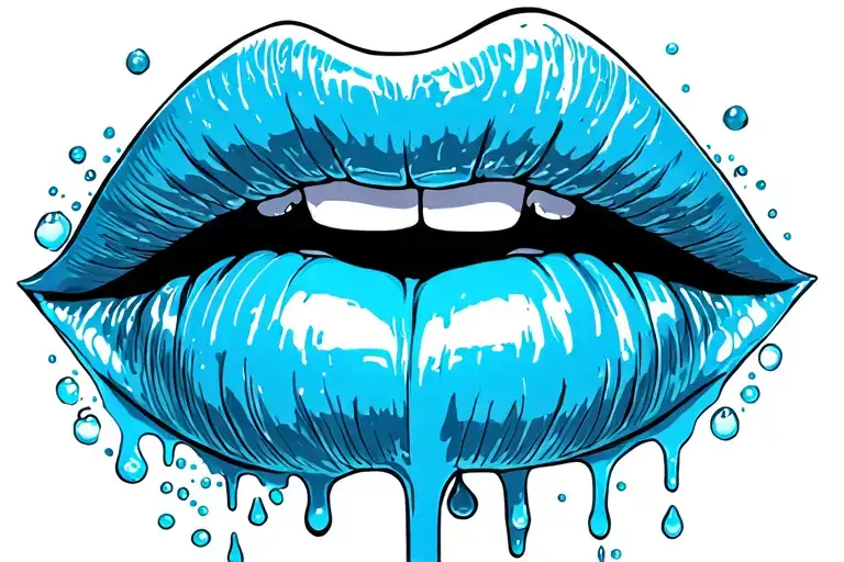 lips and tongue dripping tattoo design idea