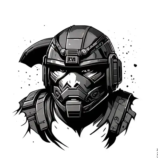 DoomGuy Marine Face tattoo design idea