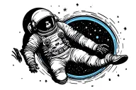 dead astronaut floating in space tattoo design idea