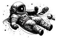 dead astronaut floating in space tattoo design idea