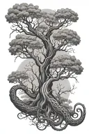 trees And tentacles tattoo design idea