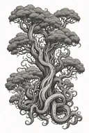 trees And tentacles tattoo design idea