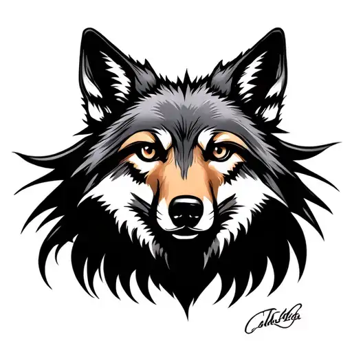 3 headed coyote tattoo design idea