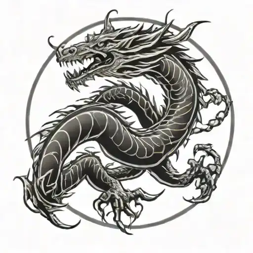 dragon and scorpion circle tattoo design idea