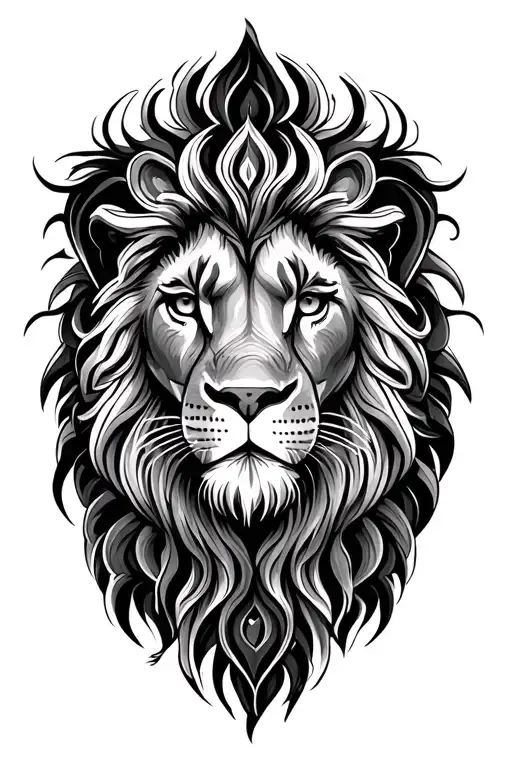 mandala and lion head tattoo design idea