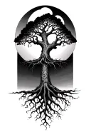 tree of life with midevil roots reaching deep tattoo design idea