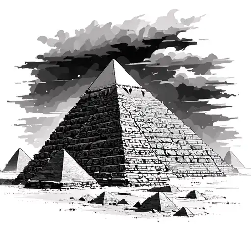 pyramids of giza in background tattoo design idea
