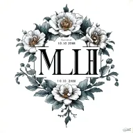 Initials MLH with birthdate 10-10-2008 tattoo design idea