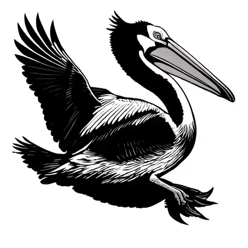 pelican flying away tattoo design idea