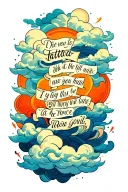 bible verse with clouds surrounding tattoo design idea