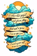 bible verse with clouds surrounding tattoo design idea