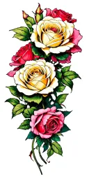 Alice in wonderland garden roses tattoo design idea