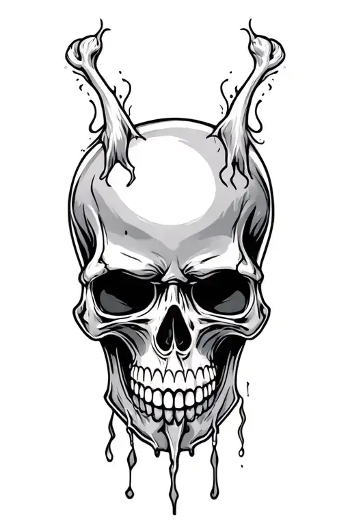 happy and funny skull tattoo design idea
