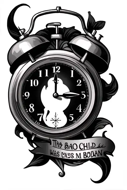 timer clock with time child was born and name incorporated  tattoo design idea
